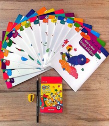 مجموعه 15 جلدی سلفون _ 15 کتاب کودک همراه مداد و تراش و مدادرنگی/مهاجر